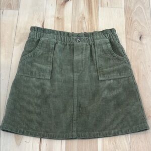 Corduroy A-Line Skirt in Olive Green